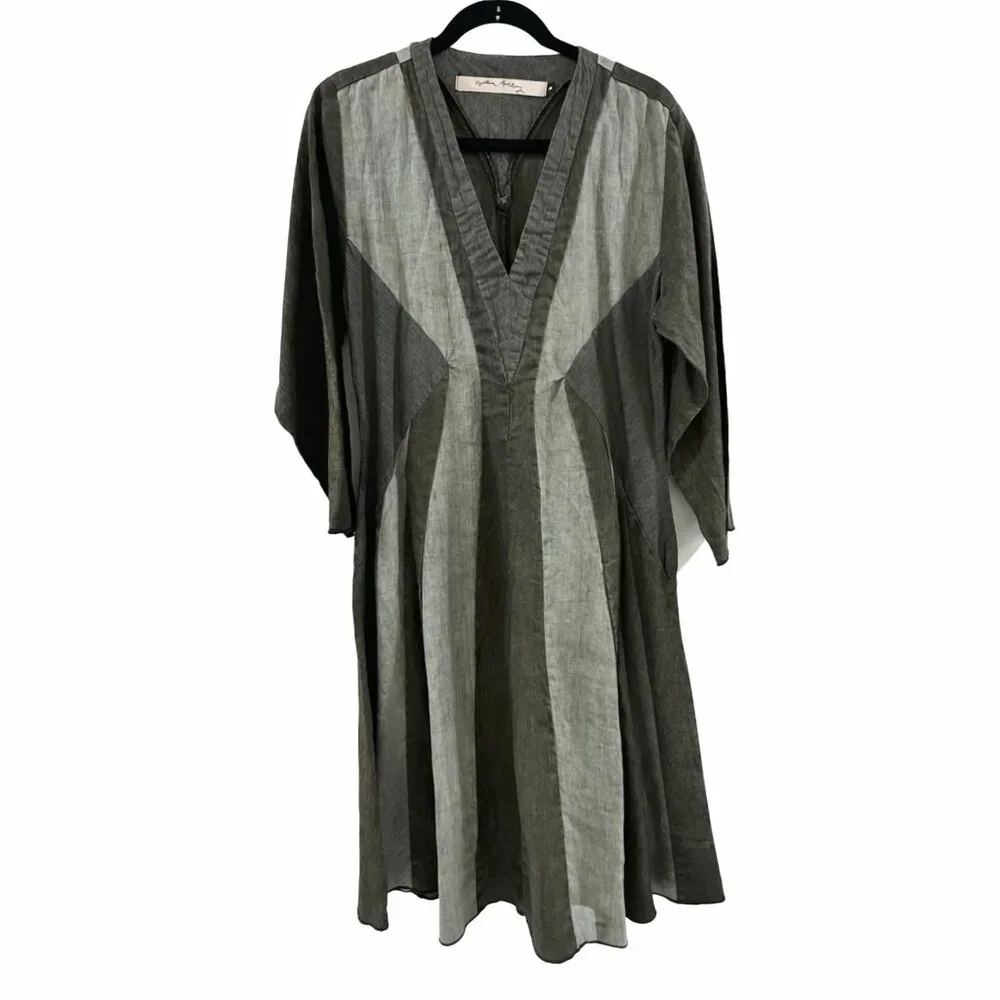 cynthia ashby linen dress Cynthia Ashby | Dresses | Cynthia Ashby 0 Linen Lagenlook Art To Wear Dress Colorblock Gray Usa Small